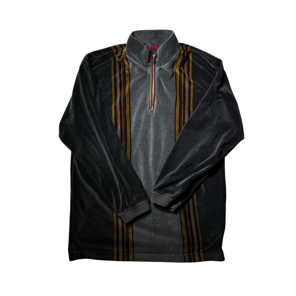 Vintage Fila Sport The Collection Multi Color  Velour 1/4 Zip Pullover Sz Large‎